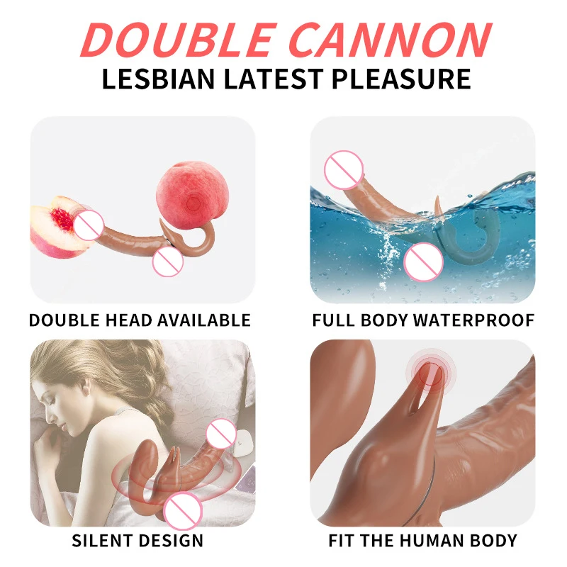 Strapless Strap-on Dildo Vibrators G Spot for Women Double-heads Vibrating Penis Anal Prostate Massager Lesbian Erotic Sex Toys