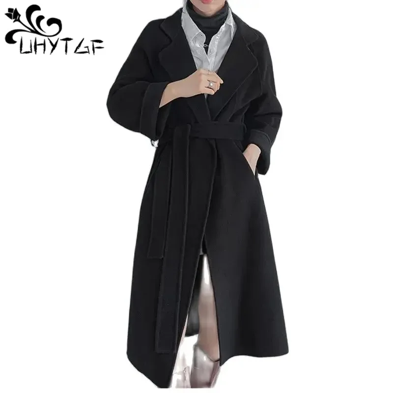 2023 Autumn Winter Coat Woman Mid length Coat Women Quality Double-Sided Cashmere Wool Jacket Female Loose OutwearAuthentic 2338