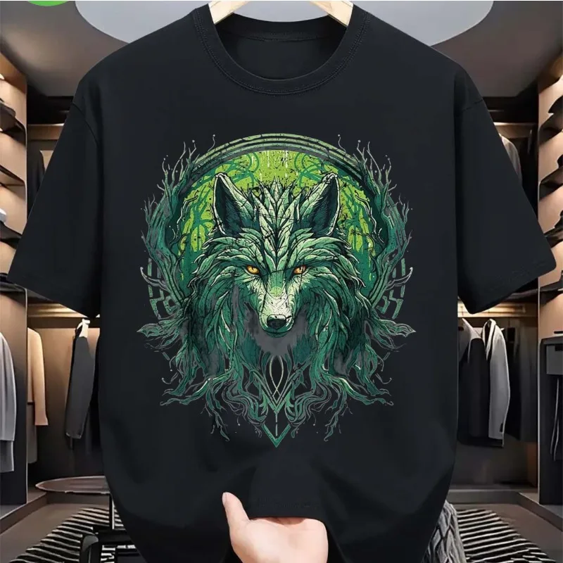 

Летняя популярная мужская футболка из 100% хлопка Viking Fenriel Wolf - загадочный кельтский мифический дизайн с футболкой с принтом рун