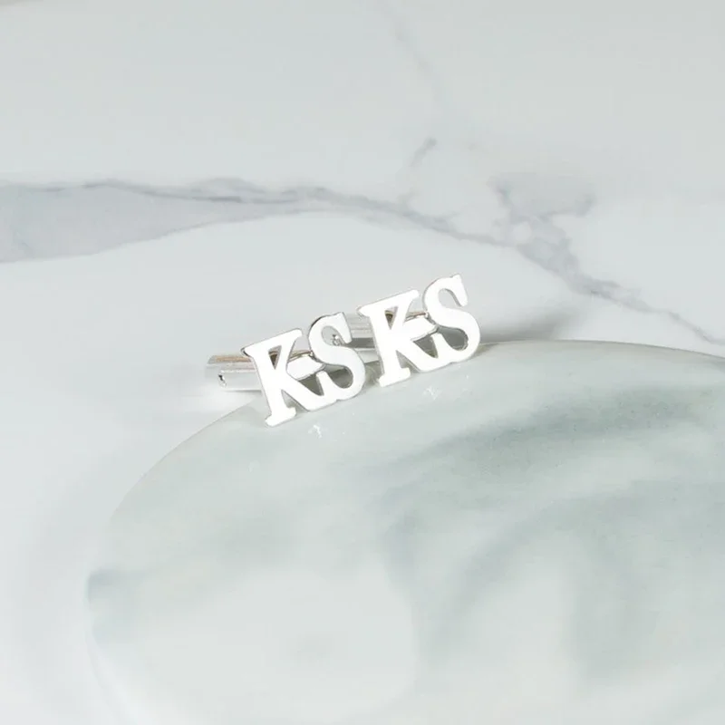 Custom Stainless Steel Name Cufflinks Letter Initials Cufflinks Groom Wedding Buttons Men Gift Jewelry Engraved Name Cuff Clips