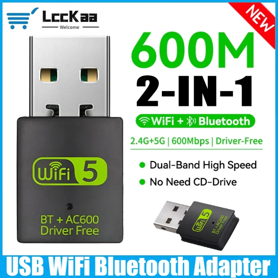 

USB WiFi Bluetooth-адаптер 600 Мбит/с Dongle двухдиапазонный 2,4G 5 ГГц Wi-Fi 5 сетевой беспроводной Wlan-приемник драйвер бесплатно для ПК/ноутбука