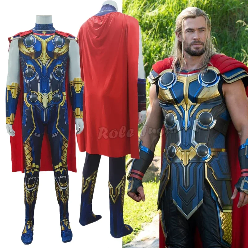 2025 New New Movie Thor Love and Thunder Cosplay Costume Kids Adult Superhero Thor Odinson Cosplay Jumpsuit Party Halloween C AA