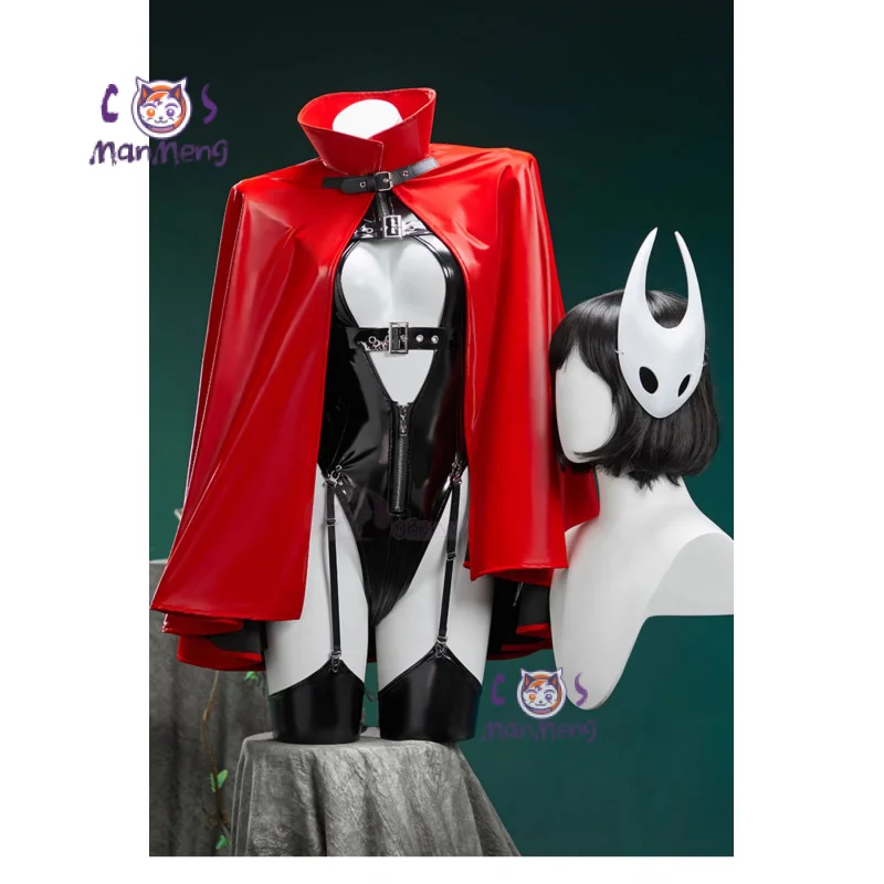 

Game Hollow Knight: Silksong Hornet Cosplay Costume Black leather jumpsuit cloak headwear Halloween carnival women sexy uniform