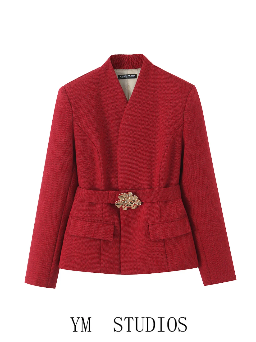 

Костюм женский Red Cross V-ne с поясом, профессиональный офисный, весенний, повседневный, из полиэфирного волокна, с длинными рукавами