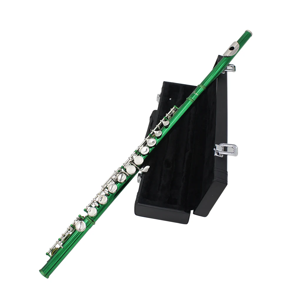 16 ثقوب مغلقة الناي C مفتاح الناي الأخضر الحفل أداء الناي أدوات النفخ الخشبية المهنية فلوت عرضي مع مفتاح E
