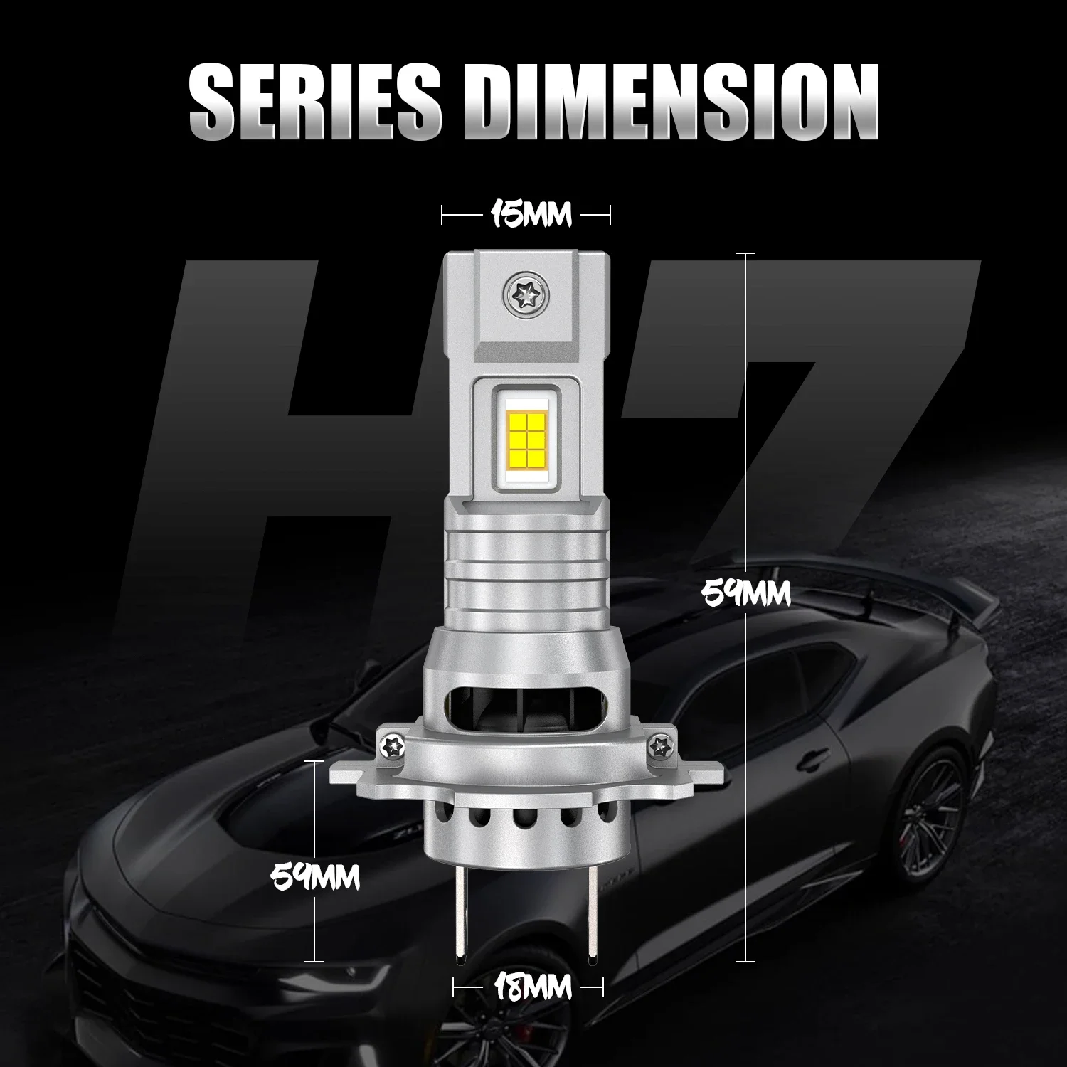 HYNBYZJ H7 LED CANBUS No Error 120W 16000LM 1:1 Mini Size Wireless Auto Head Lamp with Fan 12V H7 LED Lights 6000K White Bulbs