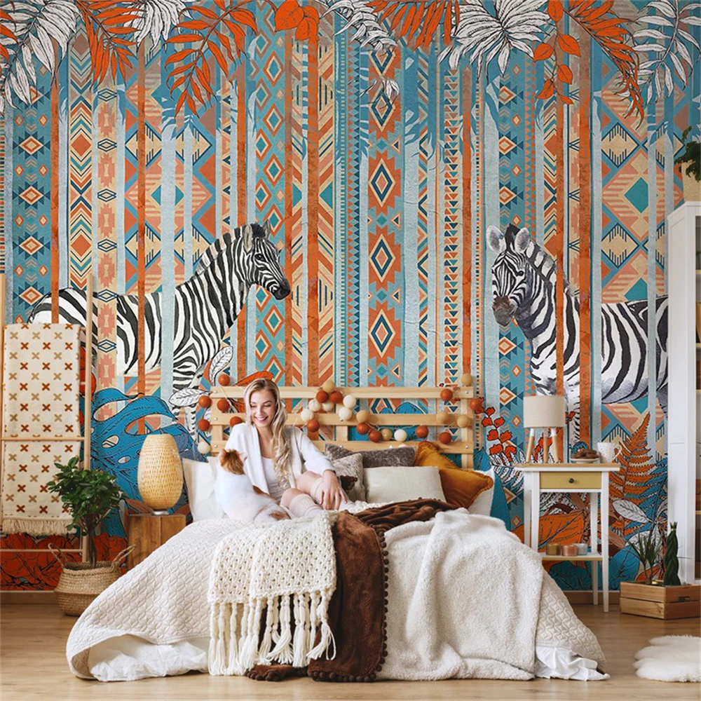 

Custom American retro wallpaper living room TV background zebra mural wedding room wall covering bedroom photo home improvement