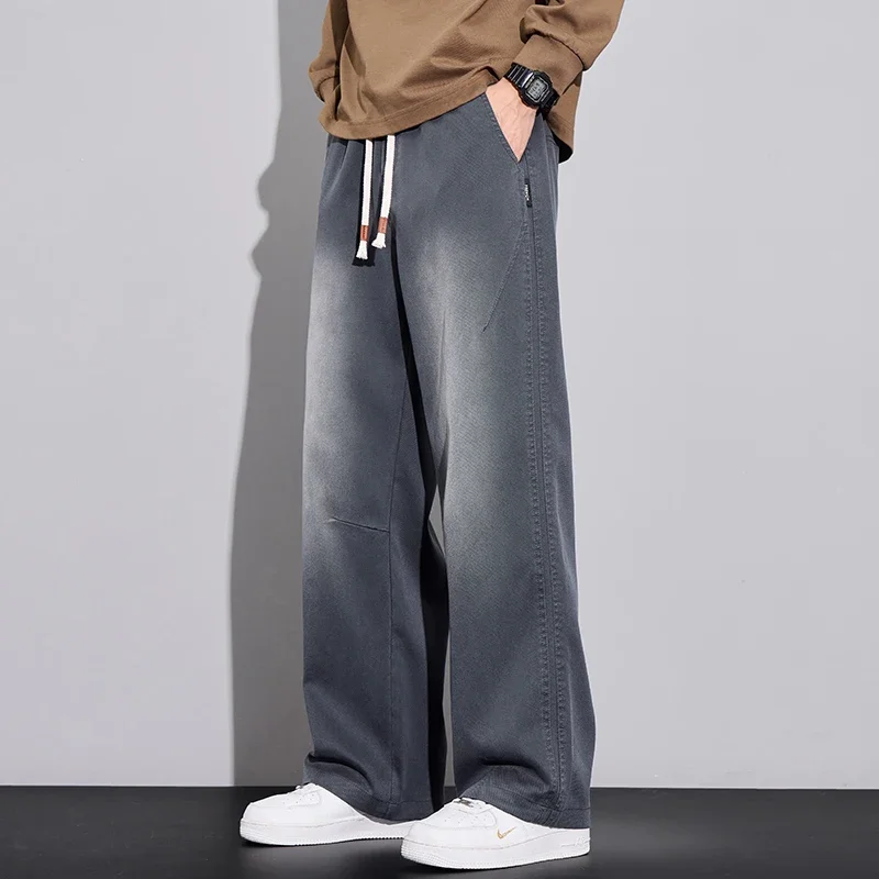 خمر الخريف الرجال سراويل تقليدية موضة واسعة فضفاضة مريحة مستقيم إسقاط مريحة الرباط Sweatpants الذكور السراويل #2