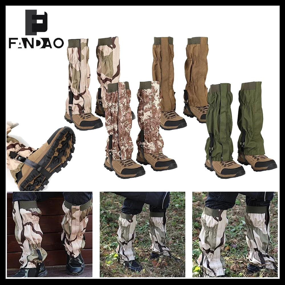 Tactical Waterproof Leg Gaiters 600D Oxford Cloth Anti-Scratch Guards Adjustable Snow Cover for Mountaineering Climbing Hiking