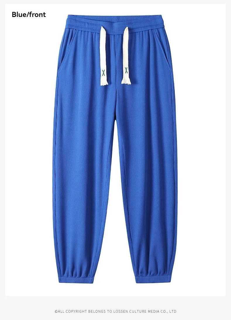 กางเกงลำลองของผู้ชายผ้าไอซ์ซิลค์แห้งเร็วใหม่ฤดูร้อนกางเกงกีฬากลางแจ้งอเนกประสงค์ทรงหลวมใส่สบายทันสมัย