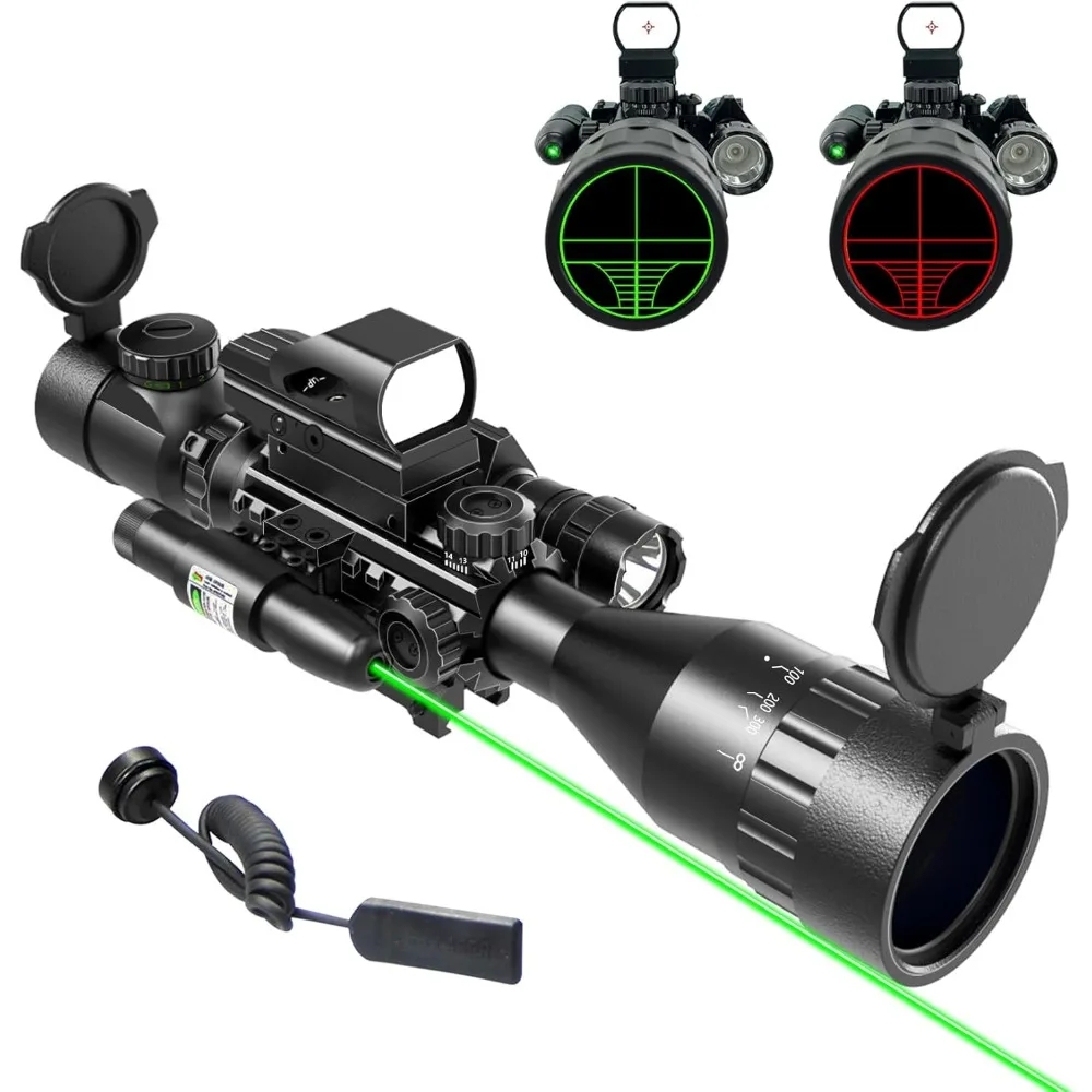 

Rifle Sight, Red/green Illuminated Rangefinder Cross Net, with Green Laser Holographic Reflective Red Dot Sight