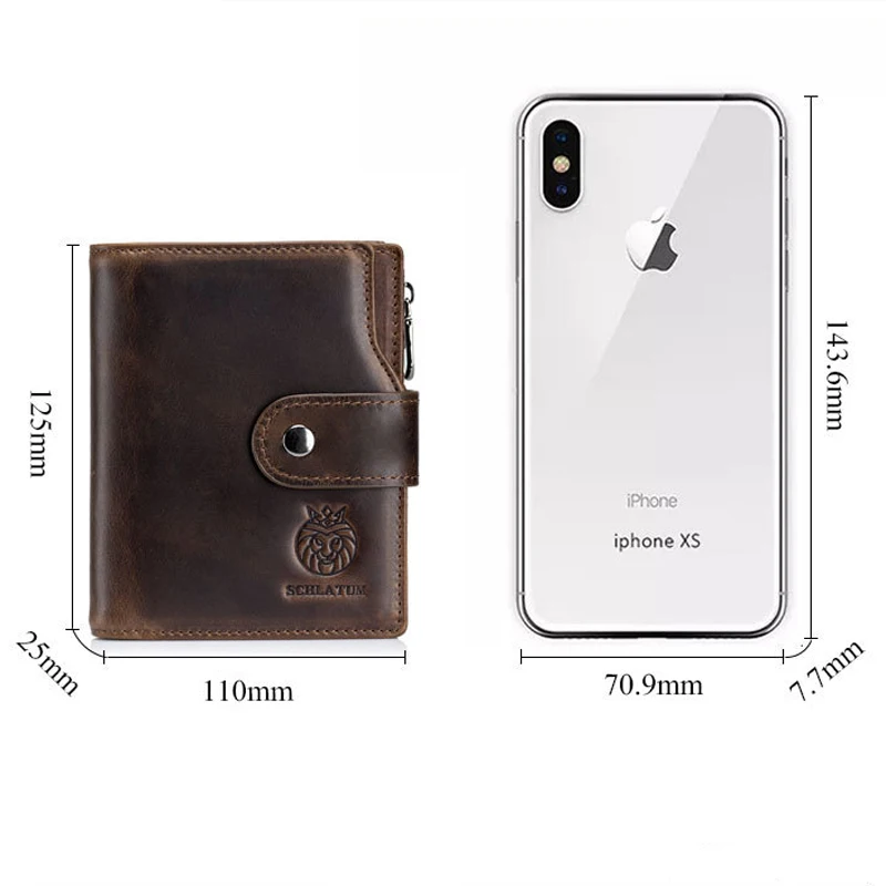Men Short Wallet Genuine Leather Cowhide Rfid Credit Card ID Cards Holder Small Purse Money Bag Slim Business Wallet for Male