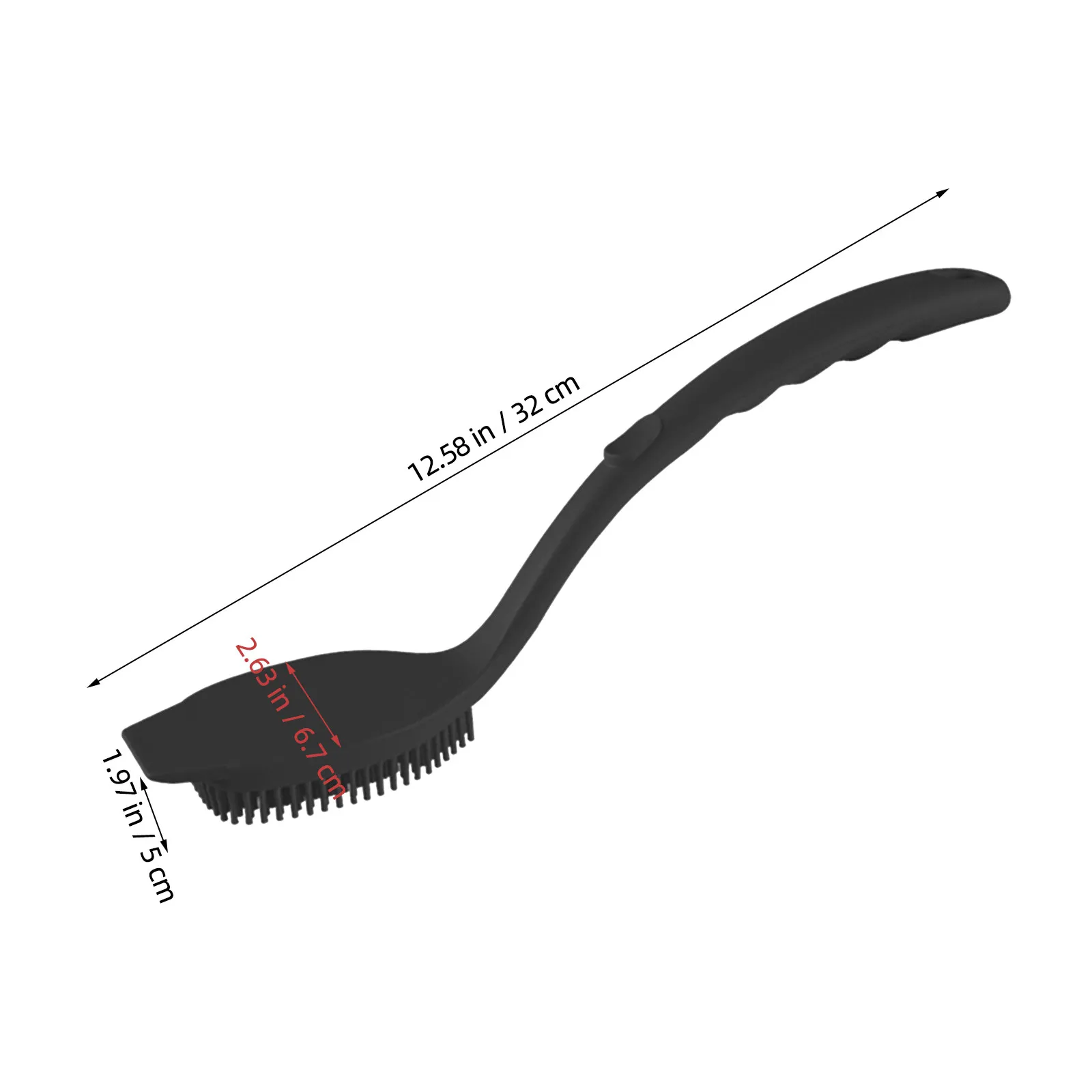 Premium Long Handle Pot Brush Heavy Duty Silicone Bristles Non Deformable Elastic Head Hang Ring Design for Pans Dishes Bowls