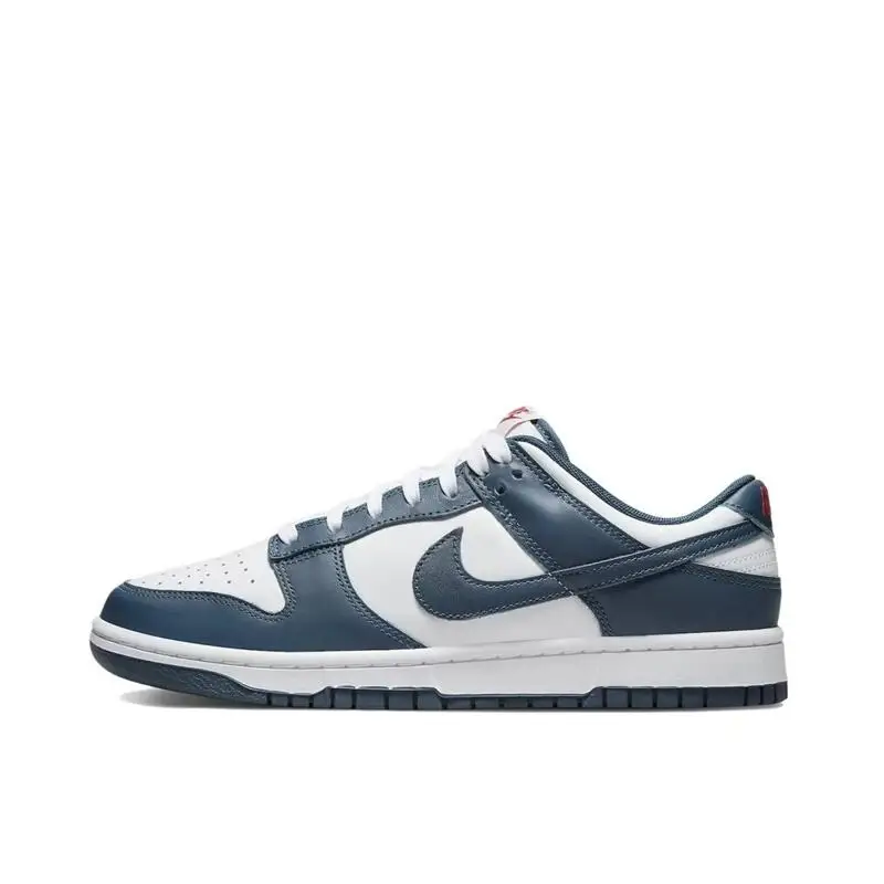 Nike Dunk Retro Valerian azul de corte bajo Casual Retro cómodo resistente al desgaste zapatos antideslizantes Unisex blanco azul marino