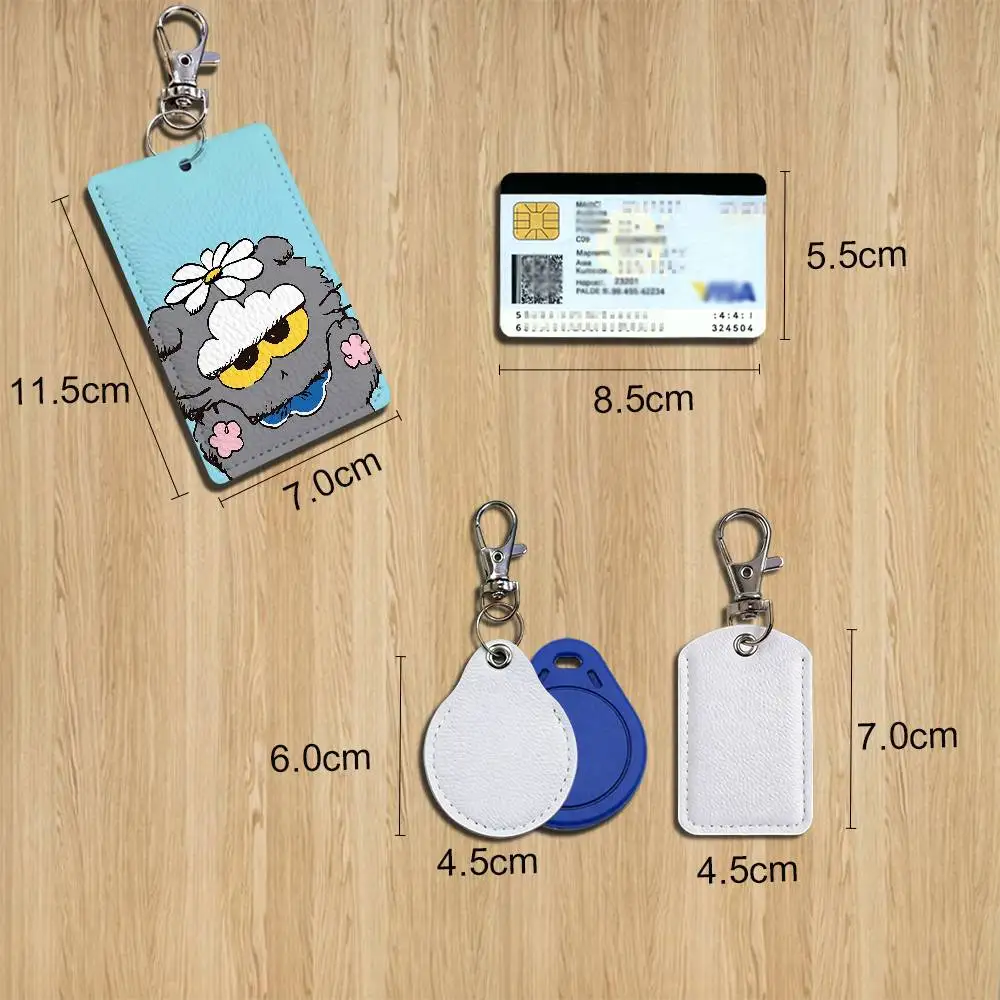 After six years KRUNK Bear Zoa Rectangle ID Card Case Keychain Access Card Bag Key Tag Ring Leather Card Holder Key Ring Access