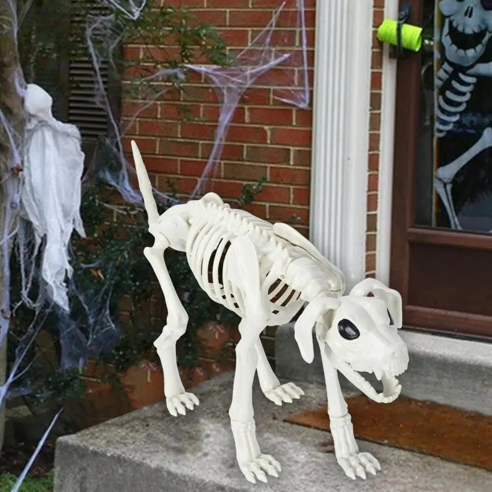 Educational Science Toy Posable Joint Skeleton Dog Halloween Party Decor for Yard Garden Lawn Plastic Puppy Figurine for Patio