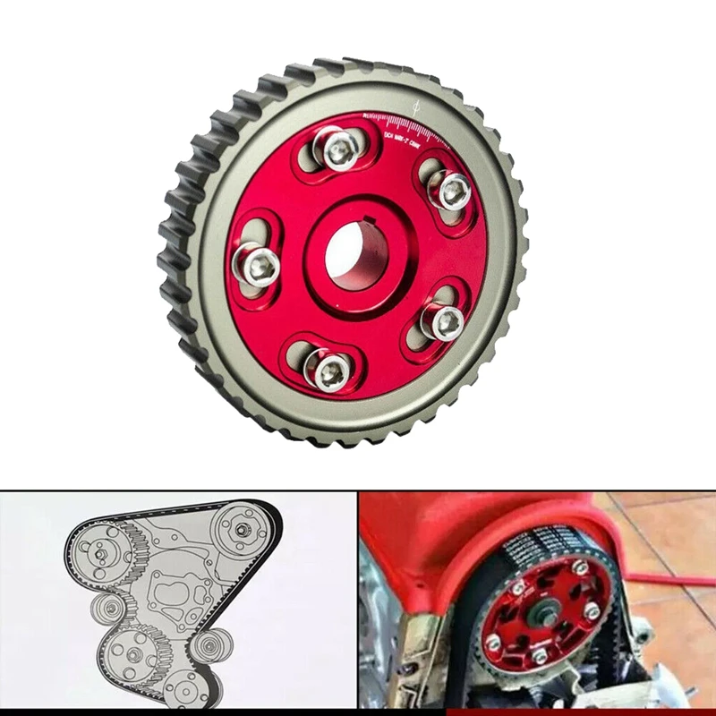 

Adjustable Cam Gears Pulley Timing Gear for Honda Civic D15 D16 SOHC D-SERIES 88-00 Del Sol 93-97 Red