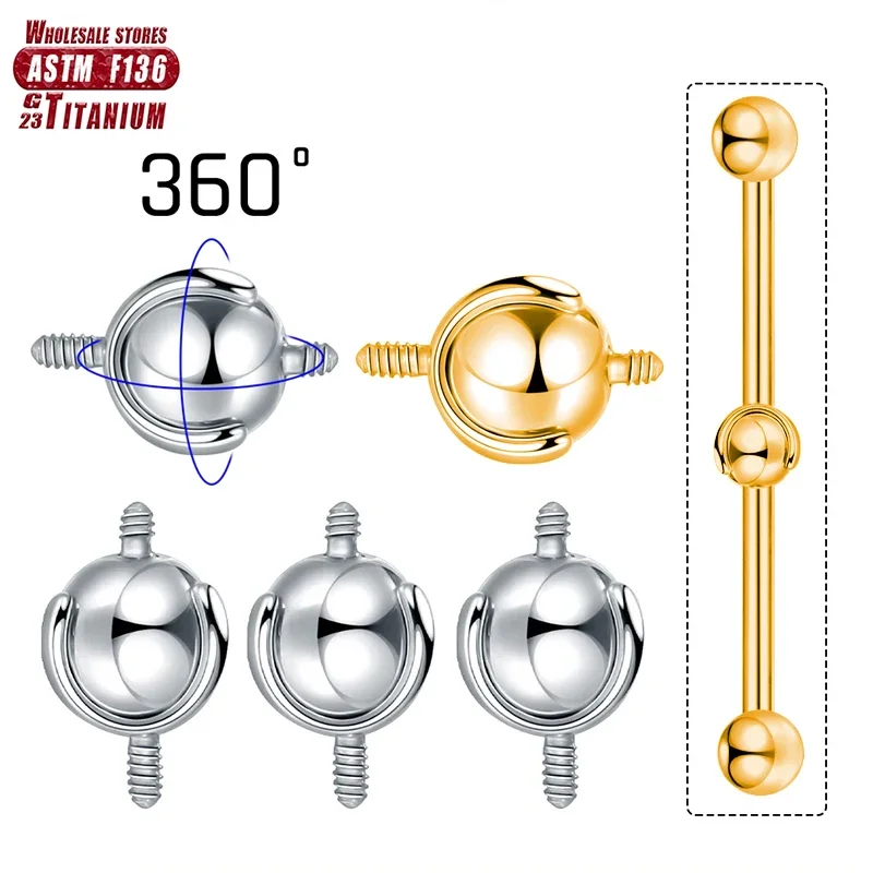 1PCS F136 Titanium 360° Internally Thread Balls Piercing Tragus Accessories  Helix Piercing Cartilage Earring Jewelry Wholesale