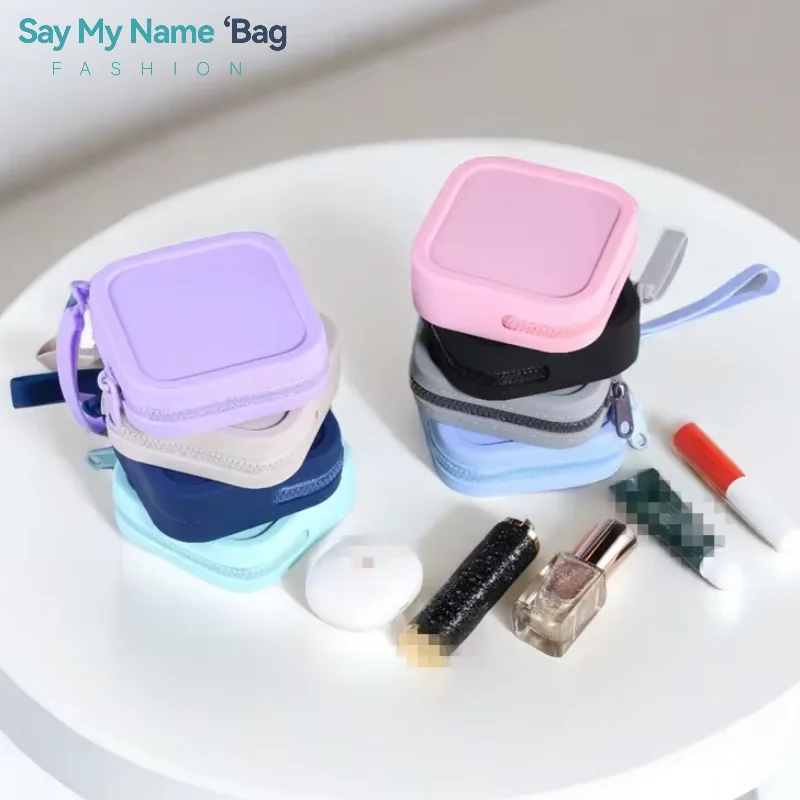 Waterproof Solid Color Wallet Coin Purse Mini Zipper Silicone Organizer Travel Pouch Cosmetic Bag Earphone Bag Students