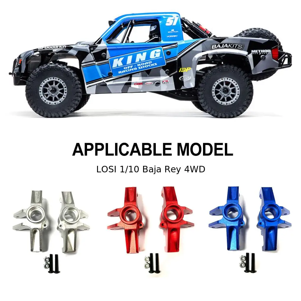 Rcgosfollow 2 pezzi in lega di alluminio durevole supporto del mozzo dello sterzo per 1/10 snodo del blocco dello sterzo LOSI Baja Rey 4WD RC Car