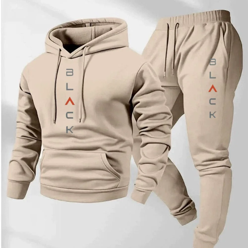 

Autumn and Spring New Fashion Thickened Warm Hooded Sweatshirt Set Men's Casual Loose Sports Plus Size Two-piece Set M-3XL