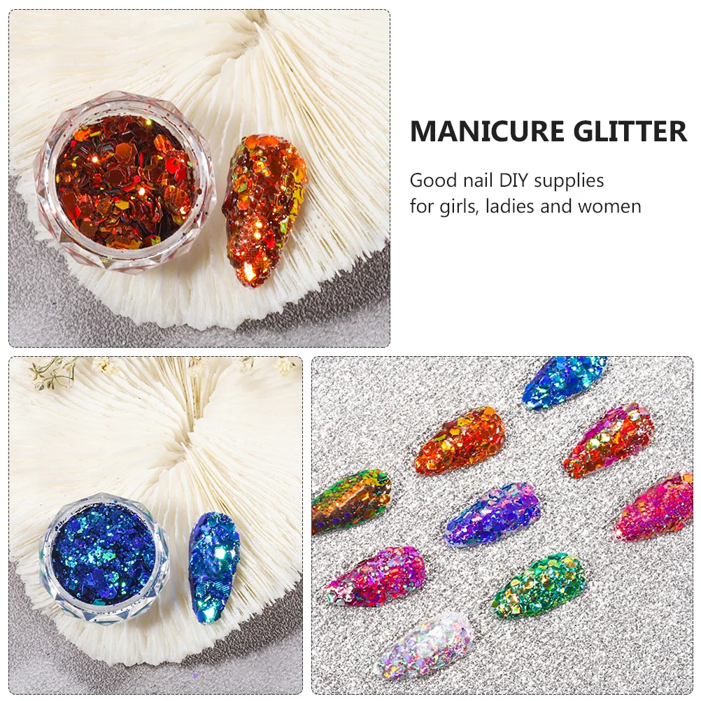 

9 Boxes Nail Patch Glitter Sticker for Nails Fingernail Design Supplies DIY Art Manicure Glitter Sequin Decals
