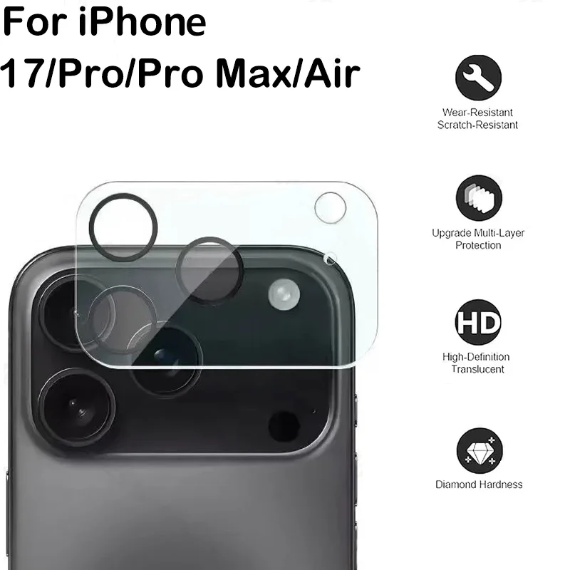 

Закаленные стекла с 3D-объективом камеры для iPhone 17 17 Pro Max, защитная пленка для экрана объектива для iPhone 17, воздушное защитное стекло