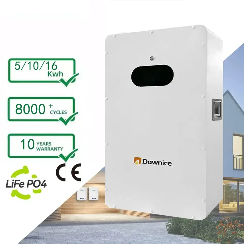 16KWH Wall Mount Lithium Battery IP54 Power Wall Premium Quality Dawnice 51.2V 314ah 5kW 10kW 15kW Home Energy Storage System