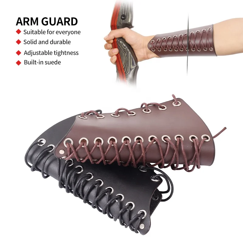 Archery Recurve Compound Bow Longbow Hunting Shooting Arm Protection Equipment Adjustable   PU Armguard