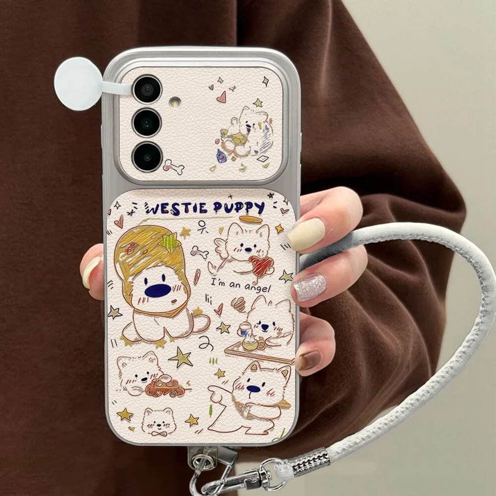 Cute Cartoon Dog Phone Case For Samsung A56 A57 5g A16 A17 A37 A27 A55 A36 S23 S24 S25 S26 Ultra Plus FE Lanyard and Stand Cover view 6
