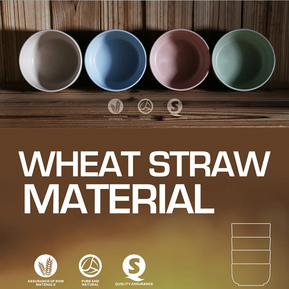 

6pcs Wheat Straw Bowl Sets For Kids Natural Biodegradable Children'S Tableware Smooth Shatterproof Dishwasher Microwave Freezer