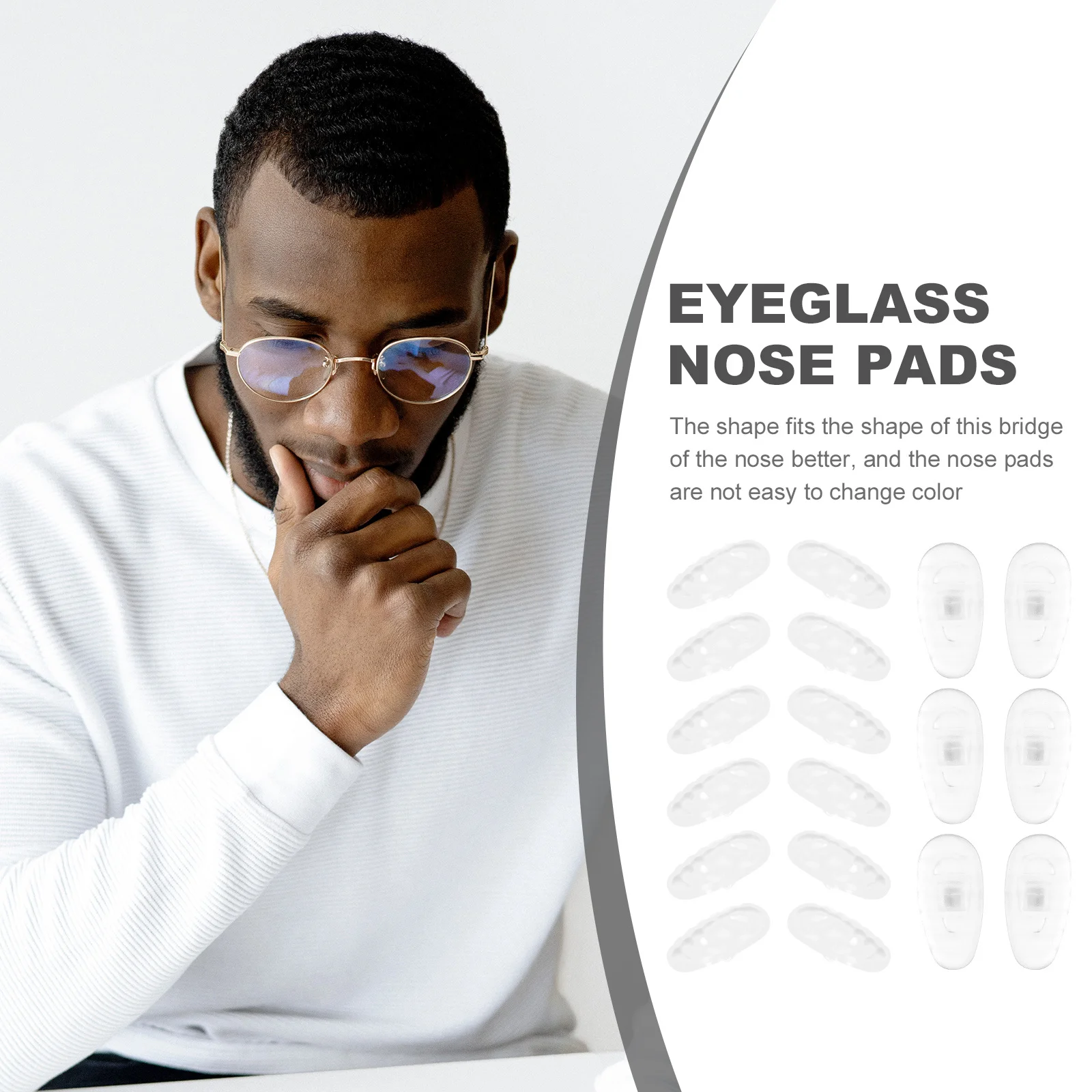 

20Pairs Silicone Nose Pads Eyeglass Accessories Comfortable Anti-Slip Replacement Nose Cushions for Glasses Glasses Accessories