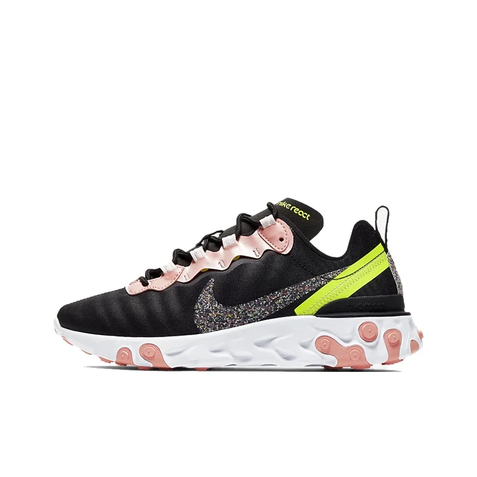 Nike React Element 55 Running Shoes Women's Low Top Black Pink CD6964-002