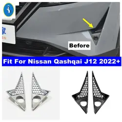 Car Front Fog Light / Lower Middle Net Sticker Cover Trim Decoration Fit For Nissan Qashqai J12 2022 - 2024 Exterior Accessories