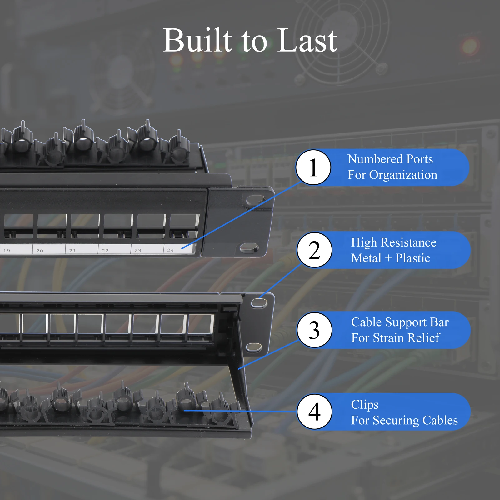 

US 1/2PCS 24/48 Port 1U/2U 19" Blank Patch Panel Empty with Label Adjustable Rear Cable Management Bar For Structured Cabling