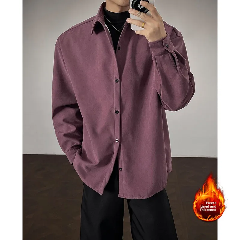 

Молодежная мужская теплая зимняя верхняя одежда в американском стиле ретро Long Sve irt Thiened Fce, осенне-зимняя сезонная полиэфирное волокно