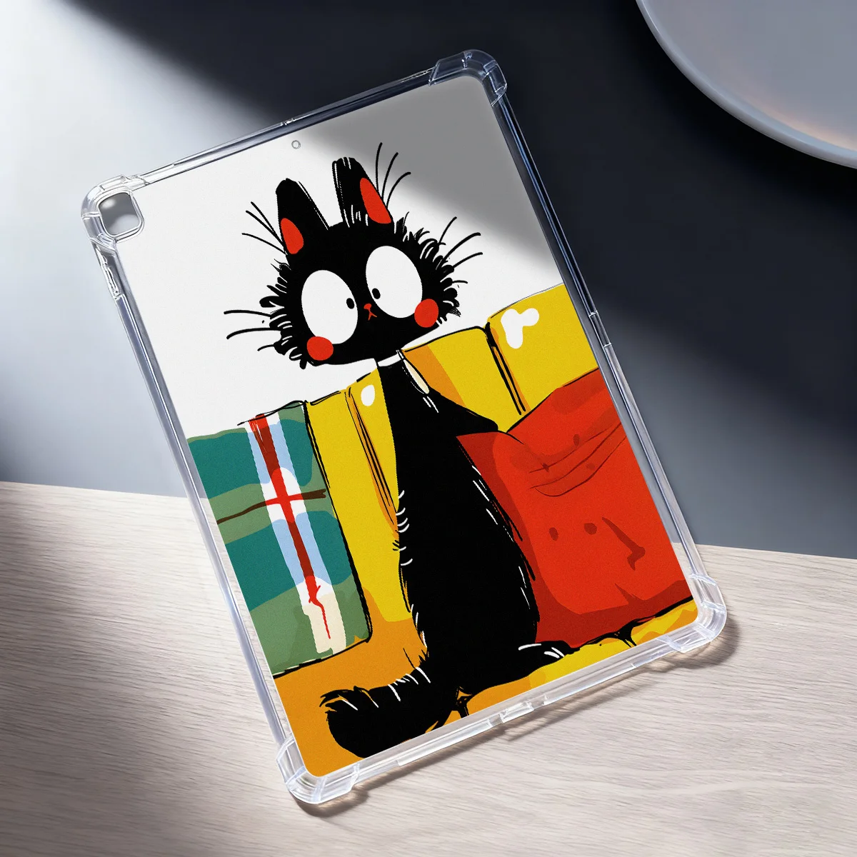 Cute Artistic Cat Shell Clear Transparent Tablet Case for Apple iPad Pro 12.9 13 9.7 10.5 A16 11 10 9 8 Air 13 Mini 6 5 4 Cover