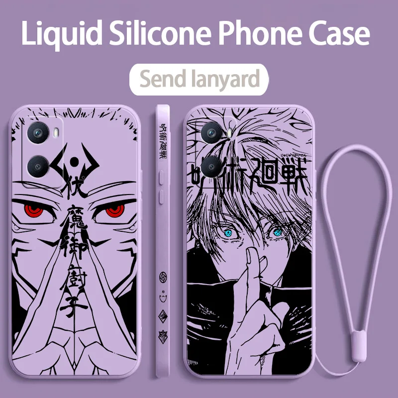 Jujutsu Kaisen Anime CUTE For OPPO A96 A94 A76 A74 A73 A57 A55 A54 A52 A53 A38 A31 A16 A9 A5 Liquid Left Rope Phone Case image 4