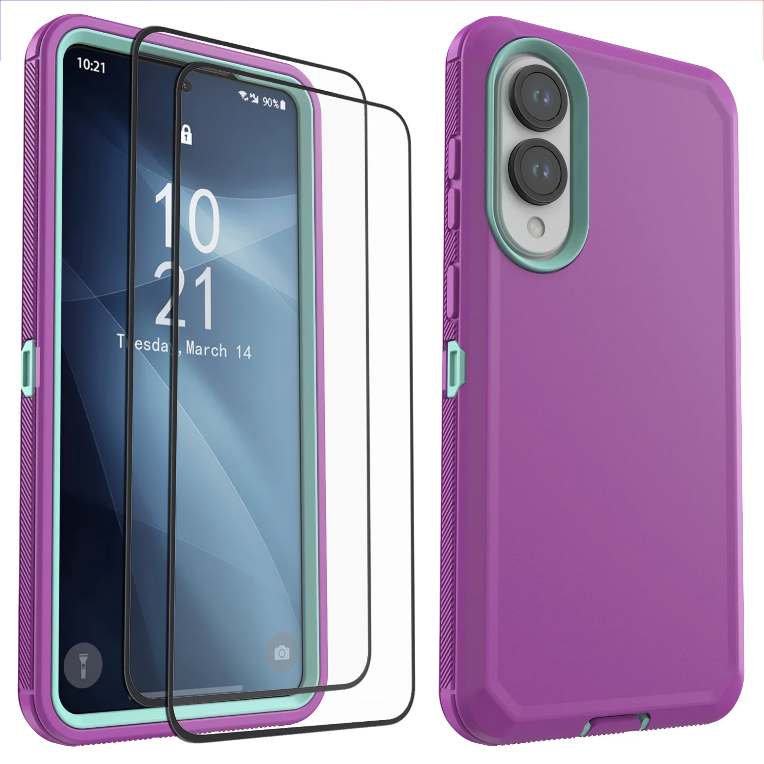 

Светло-фиолетовый чехол для Samsung Galaxy S25 Edge, сверхпрочный противоударный прочный чехол с 2 шт., прозрачное защитное стекло из закаленного стекла