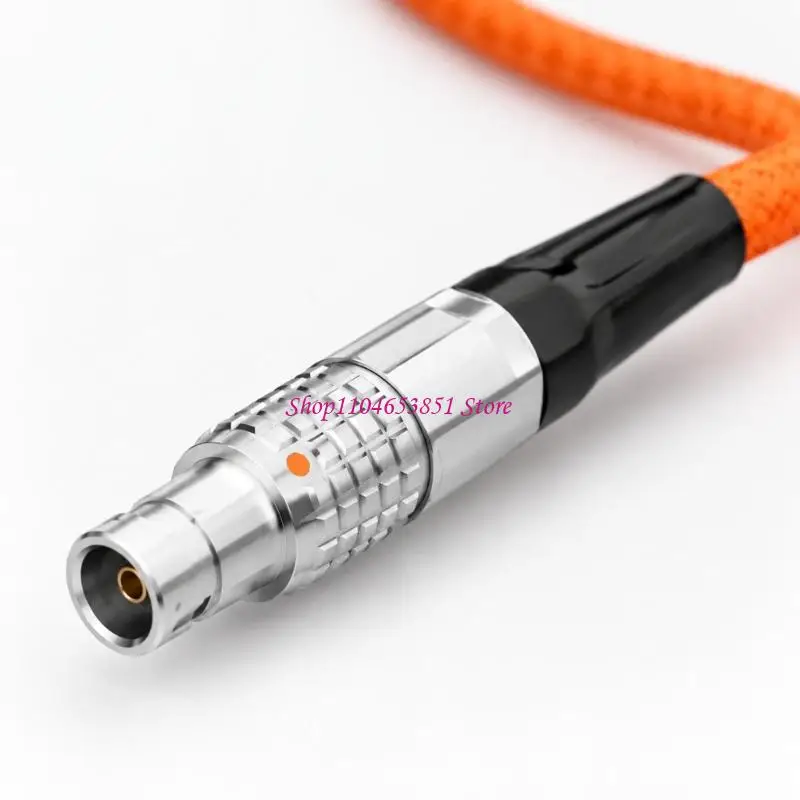 Power Conversion Cable Cord with Right-Angle DC5525 End, Orange Woven Exterior for Compatible Monitors, Wireless Video