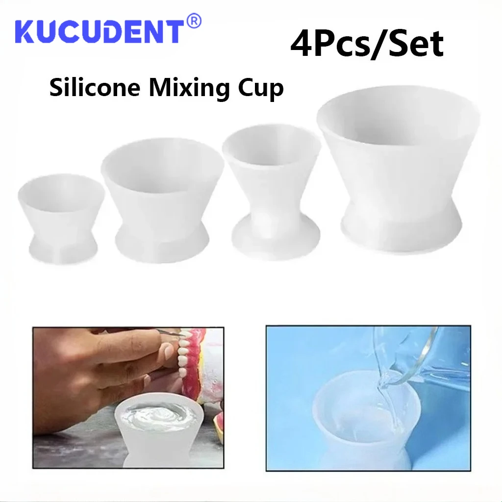 4Pcs/Pack Dental Silicone Mixing Cup Flexible Self-setting Mixing Bowls Autoclavable Teeth Whitening Tools Dentistry Materials