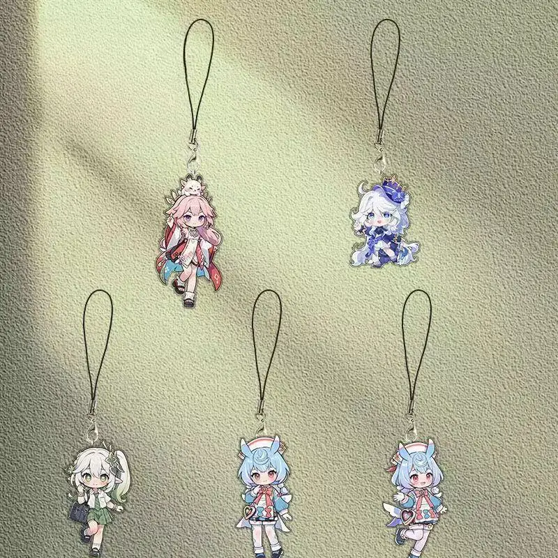Game Gen Impacting Yae Miko Furina Nahida Sigewinne Mobile Phone Chain Acrylic Double-sided Key Chain Lovely Pendant Souvenir