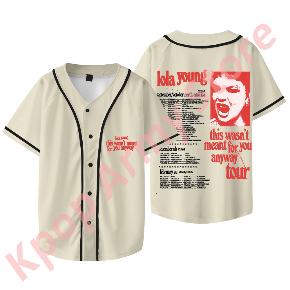 

Бейсбольная куртка Lola Young Tour Merch, футболки с новым логотипом, модная повседневная футболка унисекс в стиле хип-хоп с V-образным вырезом и коротким рукавом