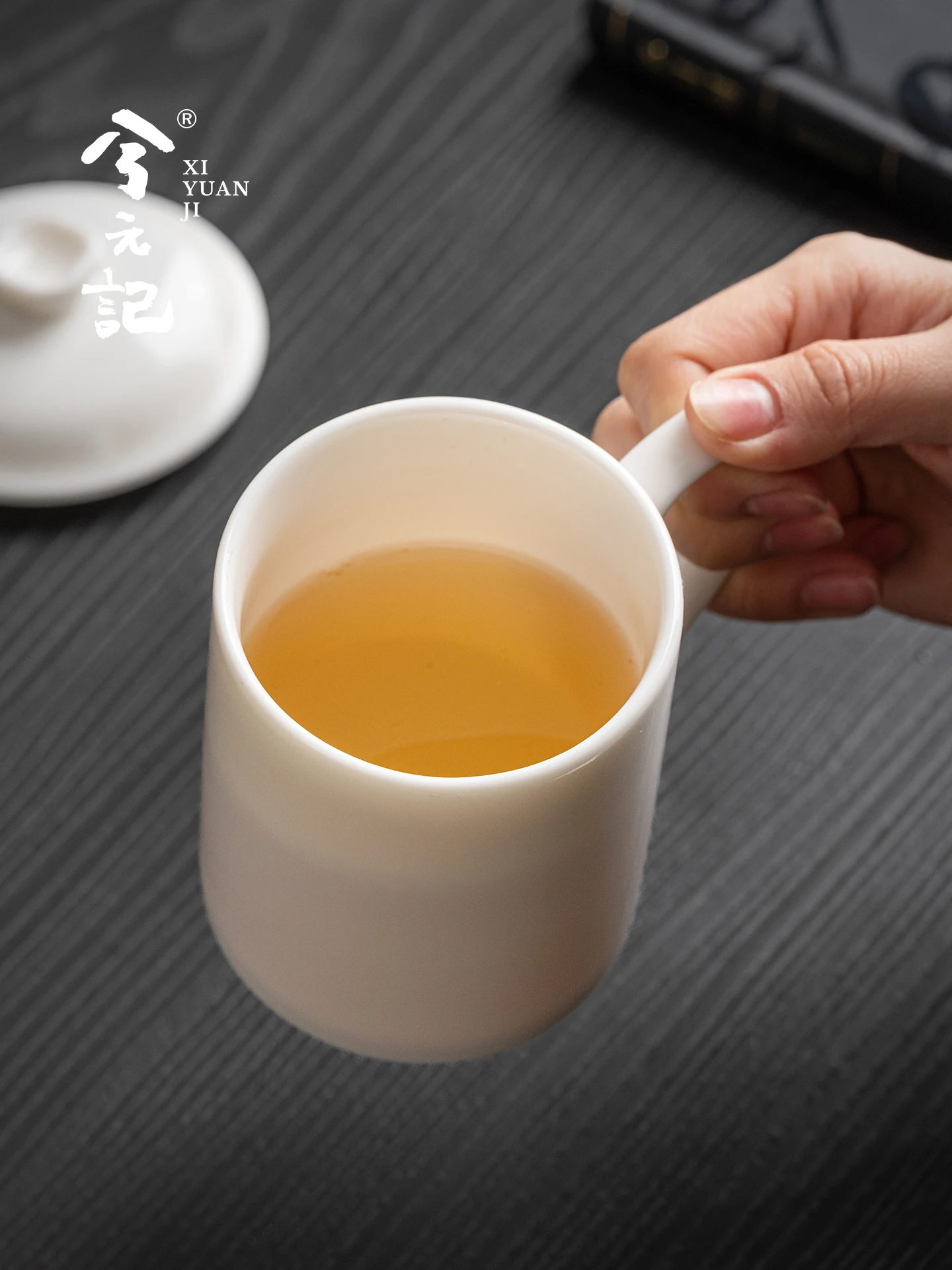 White Jade Porcelain Tea Cup Ceramic Household Water with Lid Office High-End Personal Dedicated