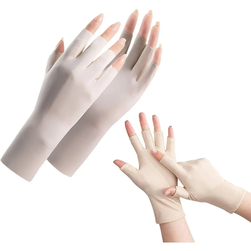 1 Pair Fingerless Sunscreen Gloves For Nail Art Gel UV LED Lamp Tool Nail Art Glove UV Protection Gloves Driving Cycling Gloves