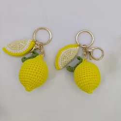Creative Fruit Series Crochet Keychain Cute Lemon Doll Knitting Keyrings For Bag Pendant Red Cherry Keychain Custom Accessories