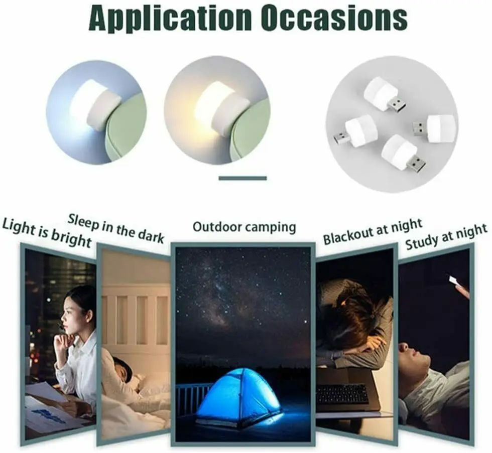 USB LED Mini Eye Protection Table Lamp, Computador Mobile Power, luz pequena da noite, 1, 4, 8, 20pcs