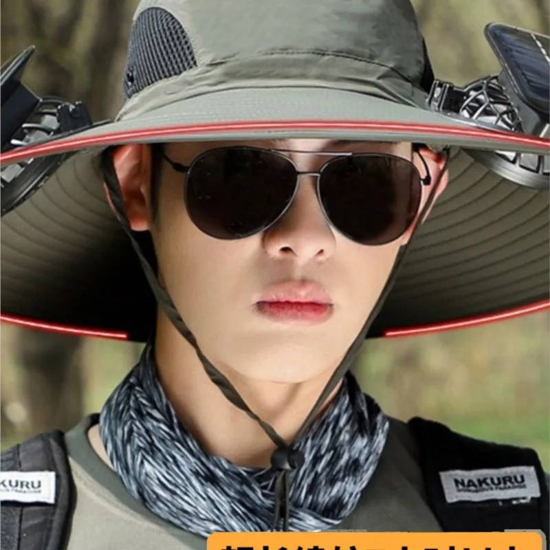 

Solar fan hat for men outdoor mountain climbing and fishing UV fisherman with