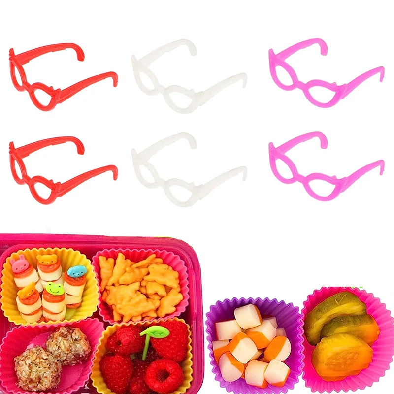 4/8/16Pcs Bento Decoration Tools Lunch Bento Box Food Glasses Headwear Buffet Sandwich Toppers Decor per la decorazione Bento