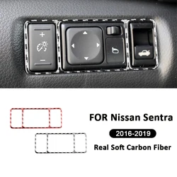 For Nissan Sentra 2016-2019 Accessories Carbon Fiber Car Rearview Mirror Control Panel Buttons Switch Cover Decoration Sticker